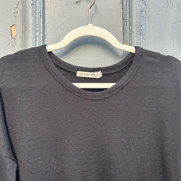 rag & bone black long sleeve zipper arm tee, size s - Picture 4 of 6